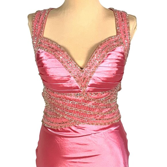 Glamorous New Pageant Prom Gown Sweetheart Neck Jeweled Pink Size 6 Glam A-line - Picture 3 of 12
